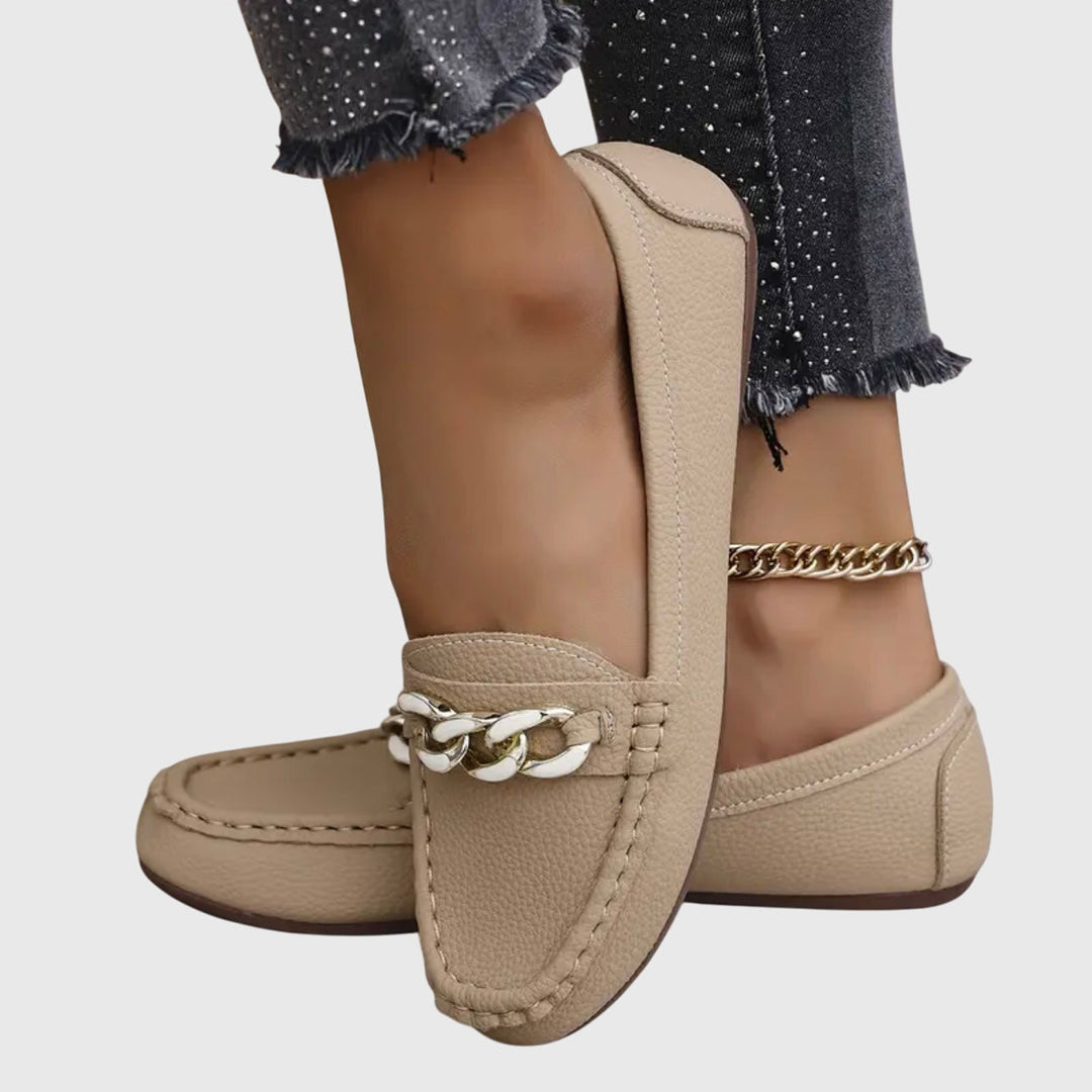 Melissa | Women's Orthopedic Loafers with Cushioned Insole and Gold Chain