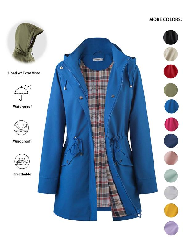 Imogen | Lightweight Rain Jacket – Water-Resistant, Cinched Waist, Detachable Hood