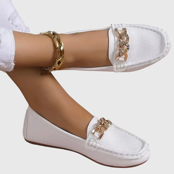 Melissa | Women's Orthopedic Loafers with Cushioned Insole and Gold Chain