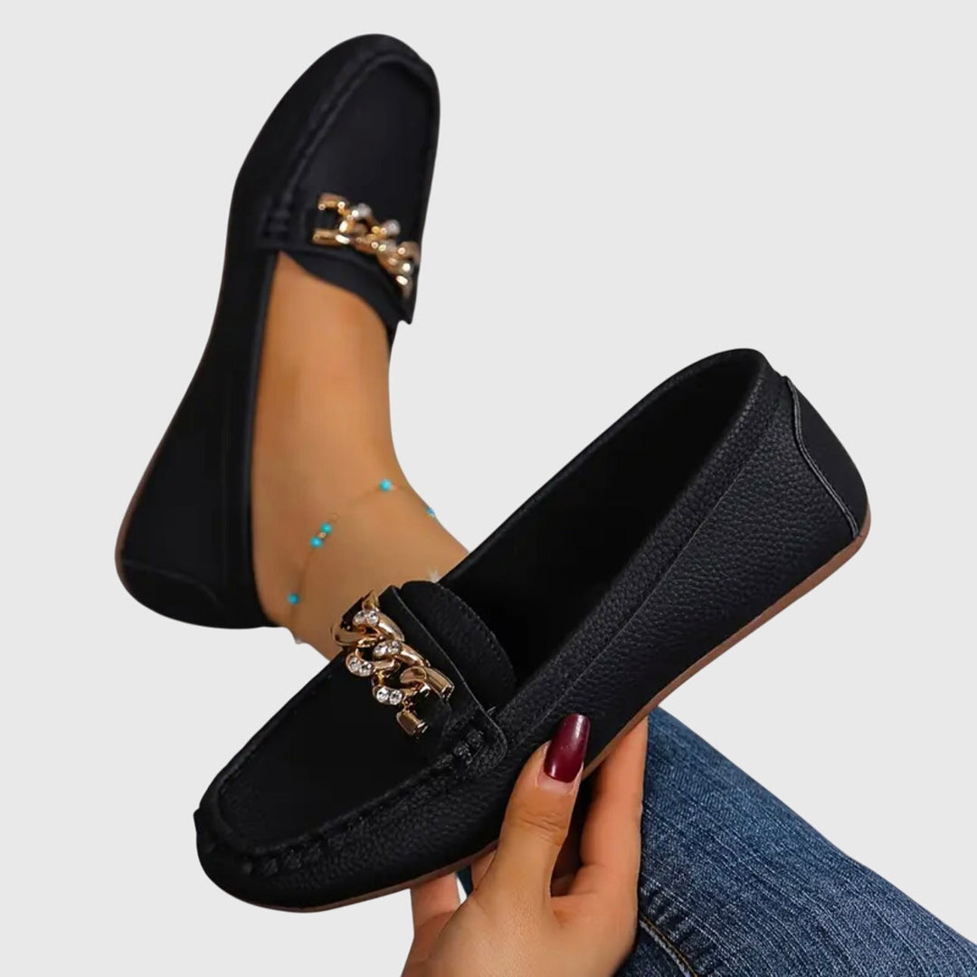 Melissa | Women's Orthopedic Loafers with Cushioned Insole and Gold Chain