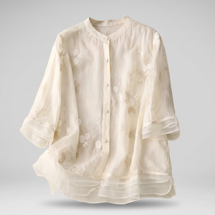 Emily | Soft Cotton Top with Embroidered Flowers – Relaxed, Breathable Fit