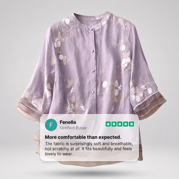 Emily | Soft Cotton Top with Embroidered Flowers – Relaxed, Breathable Fit