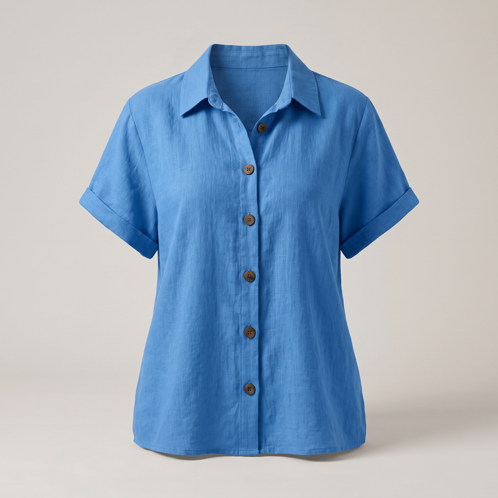 Zara | Classic Button-Front Blouse – Soft Cotton Blend, Easy Fit