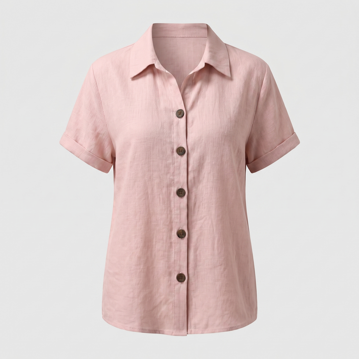 Zara | Classic Button-Front Blouse – Soft Cotton Blend, Easy Fit