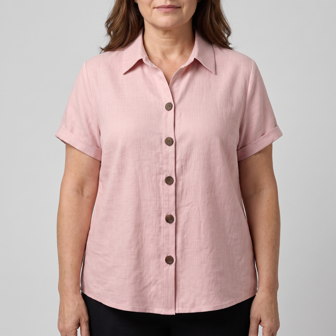 Zara | Classic Button-Front Blouse – Soft Cotton Blend, Easy Fit
