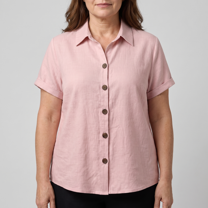 Zara | Classic Button-Front Blouse – Soft Cotton Blend, Easy Fit