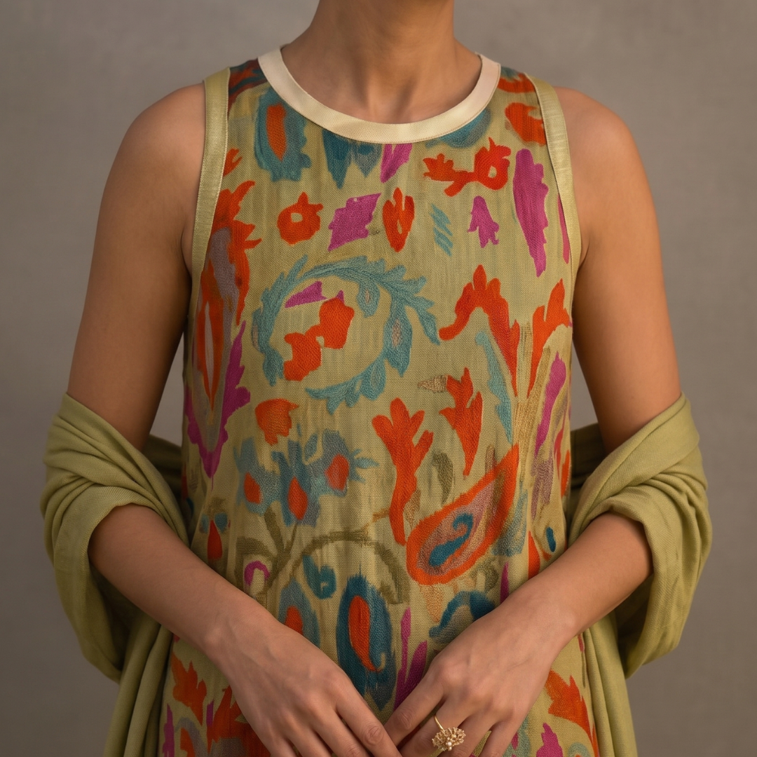 Victoria | Printed Maxi Dress with Matching Layer