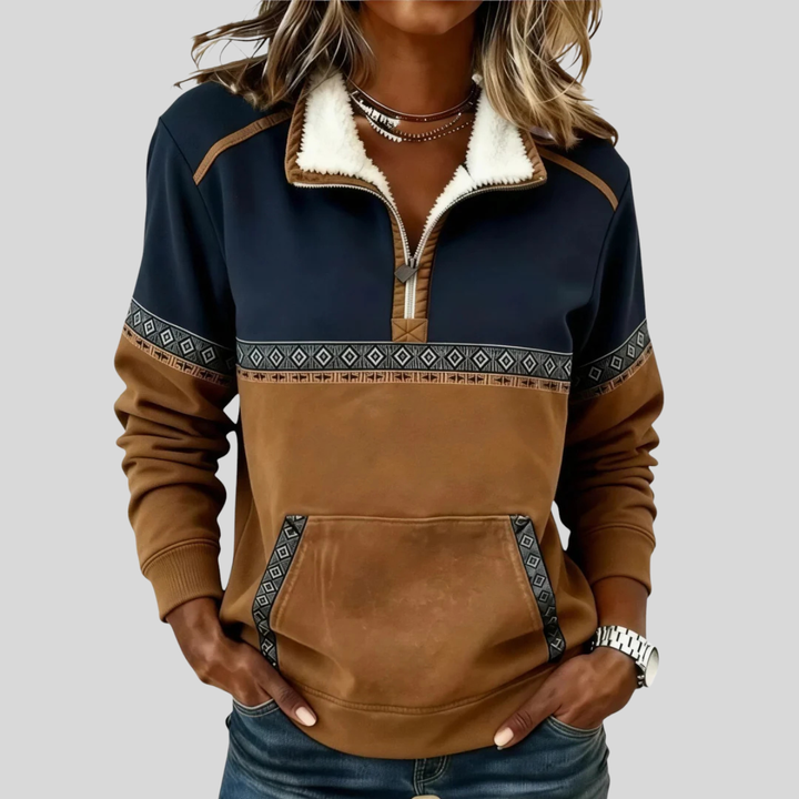 Esme | Warm & Cosy Half-Zip Jumper – Sherpa Collar, Relaxed Fit