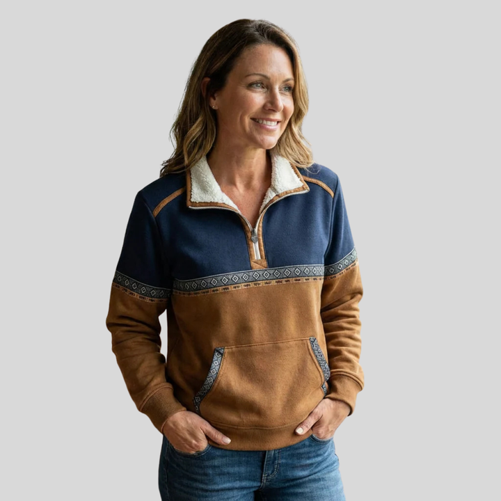 Esme | Warm & Cosy Half-Zip Jumper – Sherpa Collar, Relaxed Fit