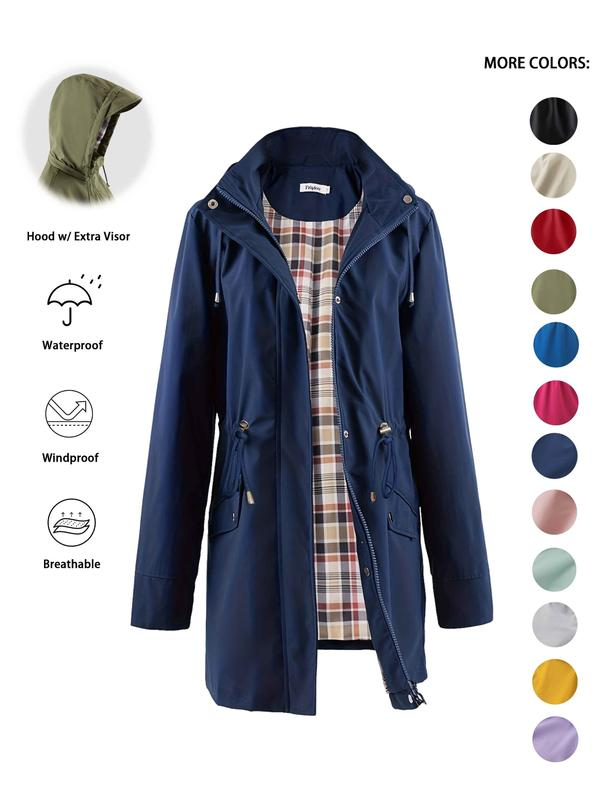 Imogen | Lightweight Rain Jacket – Water-Resistant, Cinched Waist, Detachable Hood