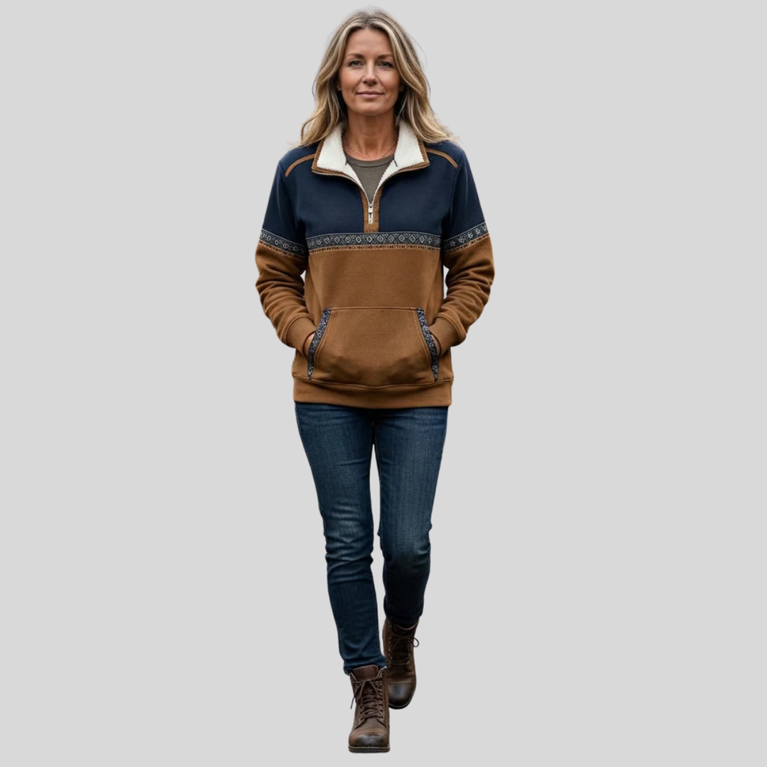 Esme | Warm & Cosy Half-Zip Jumper – Sherpa Collar, Relaxed Fit