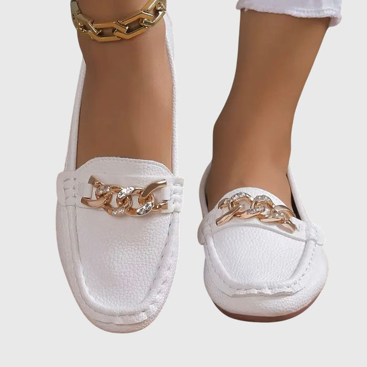 Melissa | Women's Orthopedic Loafers with Cushioned Insole and Gold Chain