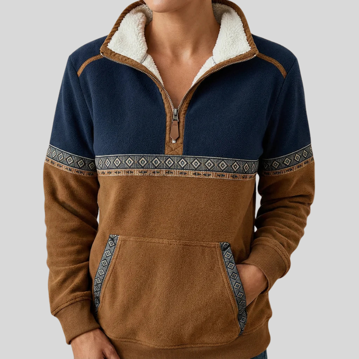 Esme | Warm & Cosy Half-Zip Jumper – Sherpa Collar, Relaxed Fit
