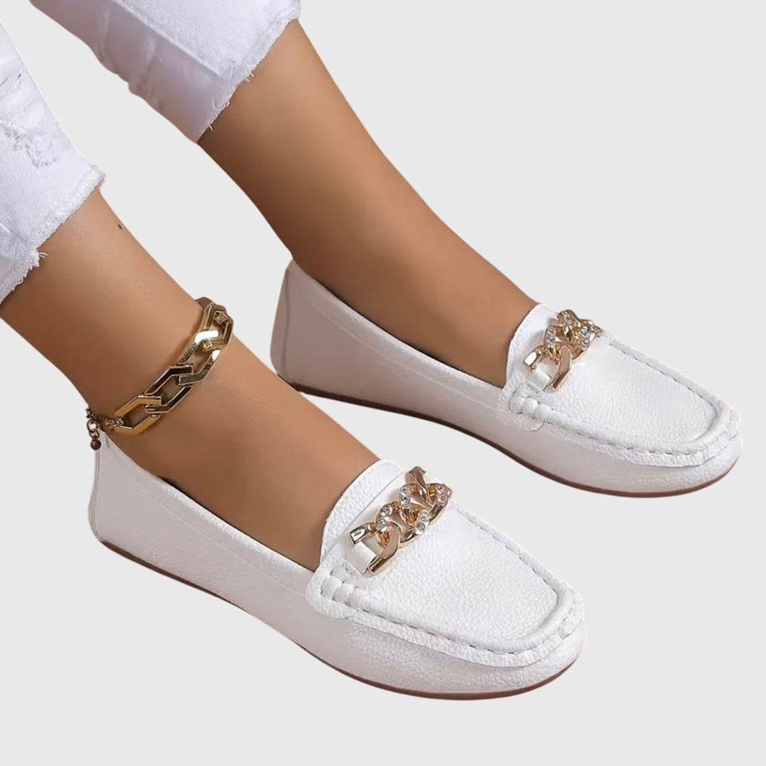 Melissa | Women's Orthopedic Loafers with Cushioned Insole and Gold Chain