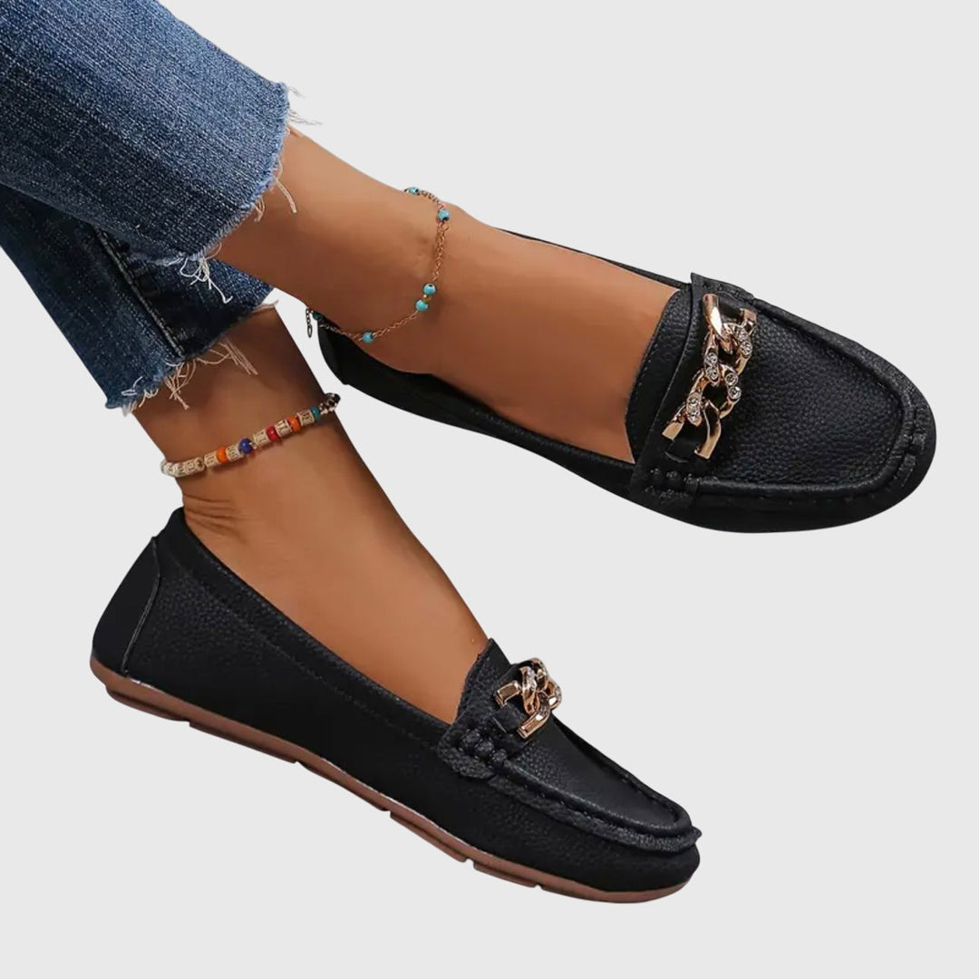 Melissa | Women's Orthopedic Loafers with Cushioned Insole and Gold Chain