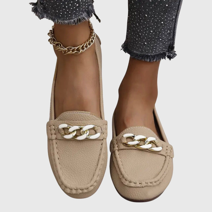 Melissa | Women's Orthopedic Loafers with Cushioned Insole and Gold Chain