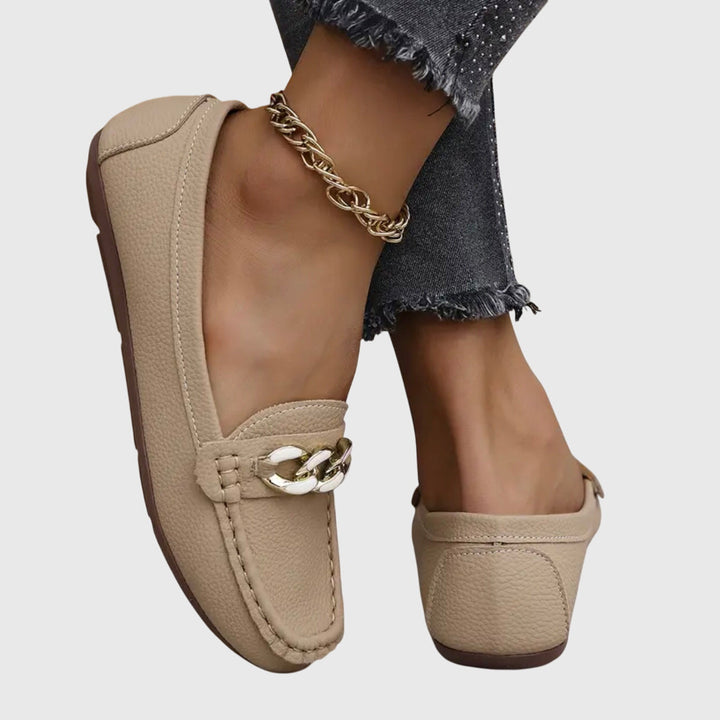 Melissa | Women's Orthopedic Loafers with Cushioned Insole and Gold Chain