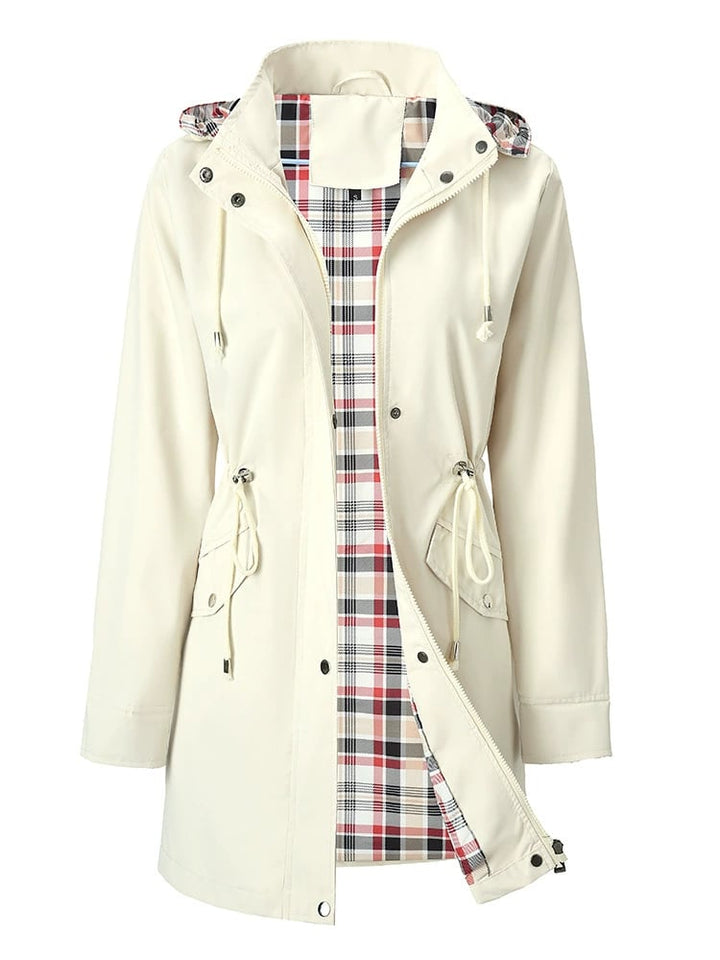 Imogen | Lightweight Rain Jacket – Water-Resistant, Cinched Waist, Detachable Hood