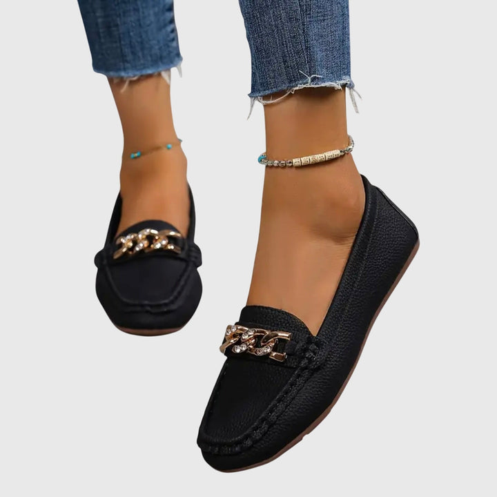 Melissa | Women's Orthopedic Loafers with Cushioned Insole and Gold Chain
