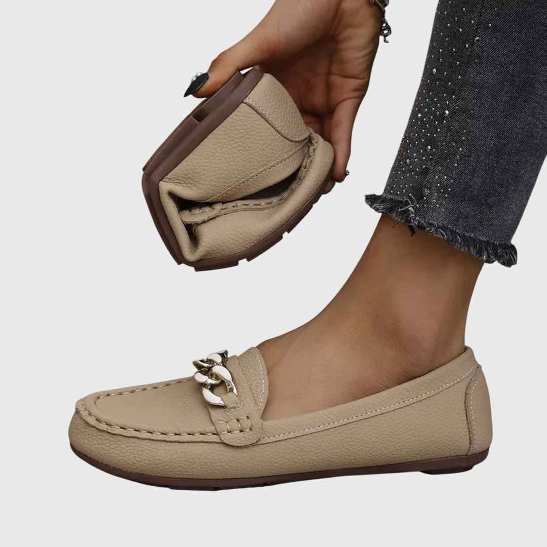 Melissa | Women's Orthopedic Loafers with Cushioned Insole and Gold Chain