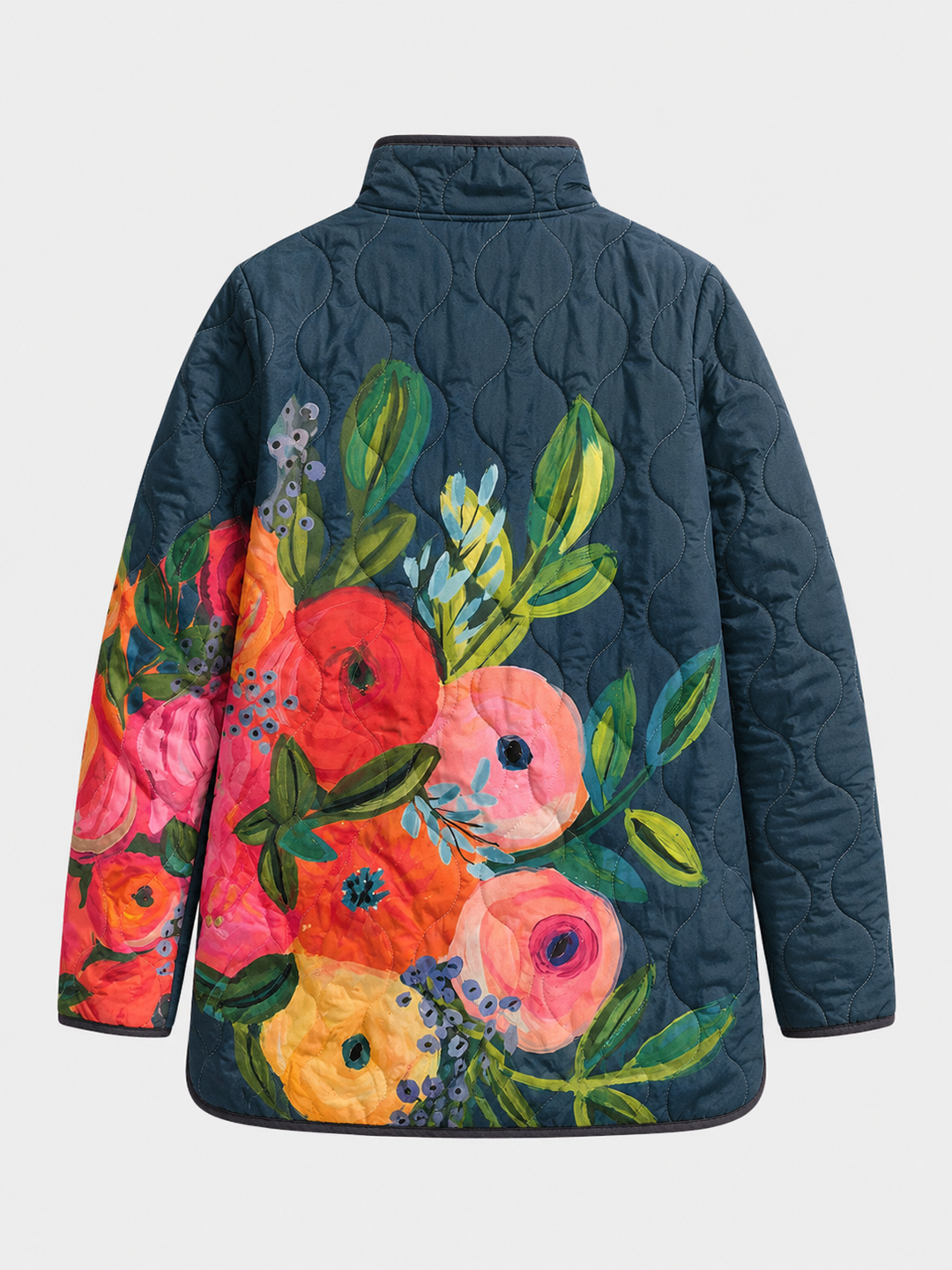 Amaya | Vintage Floral Quilted Jacket – Light Warmth, Flattering Fit