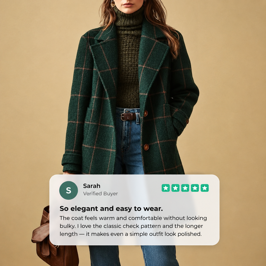 Coralie | Classic Checked Coat – Notch Lapel, Easy Fit, Warm & Smart