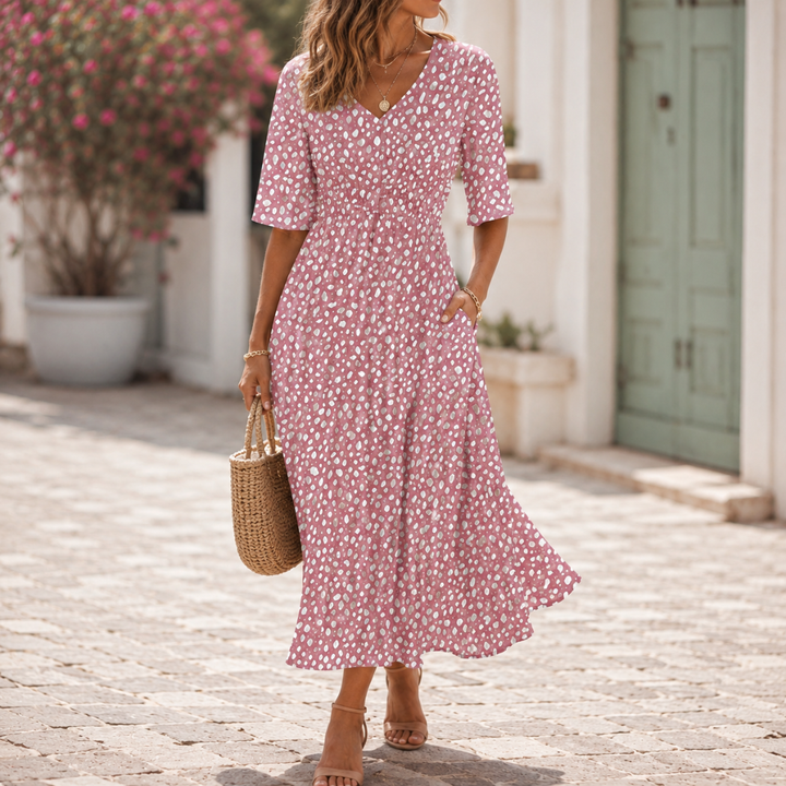 FRANCESCA| Elegant Midi Dress with Tummy Concealing Design