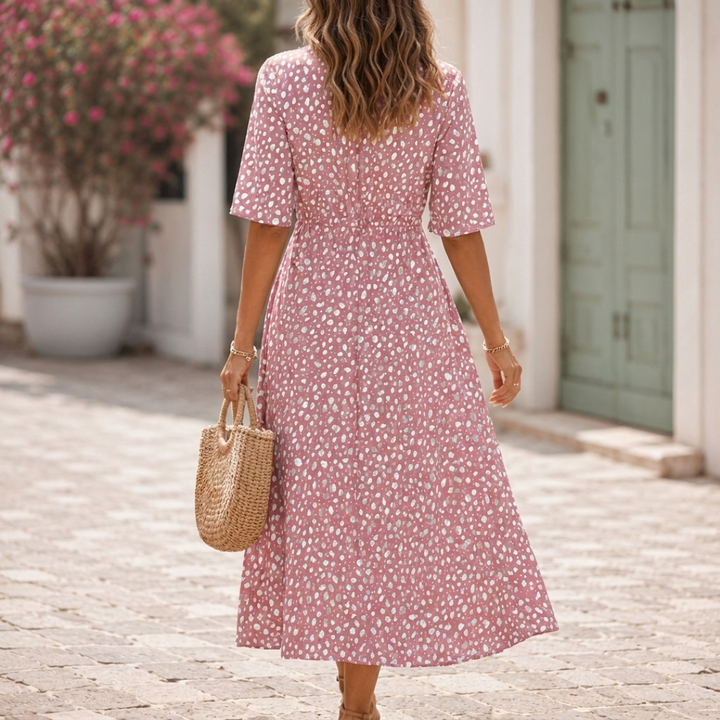 FRANCESCA| Elegant Midi Dress with Tummy Concealing Design