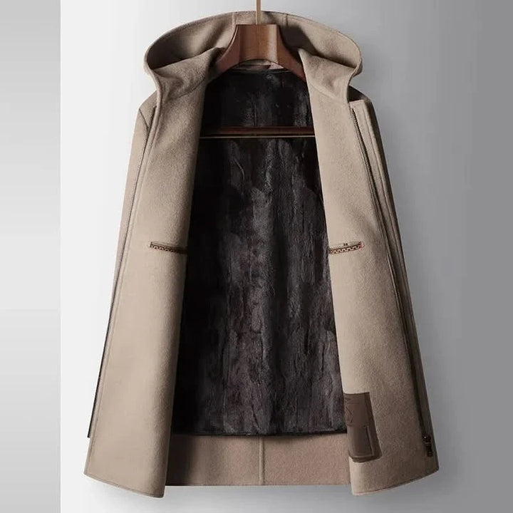 100% WOOLEN HOODED COAT