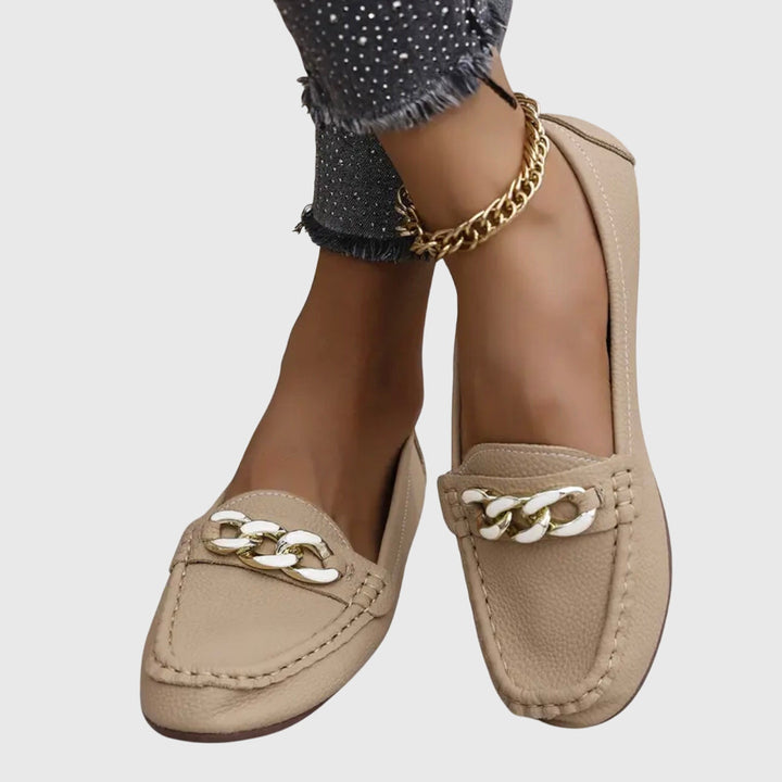 Melissa | Women's Orthopedic Loafers with Cushioned Insole and Gold Chain