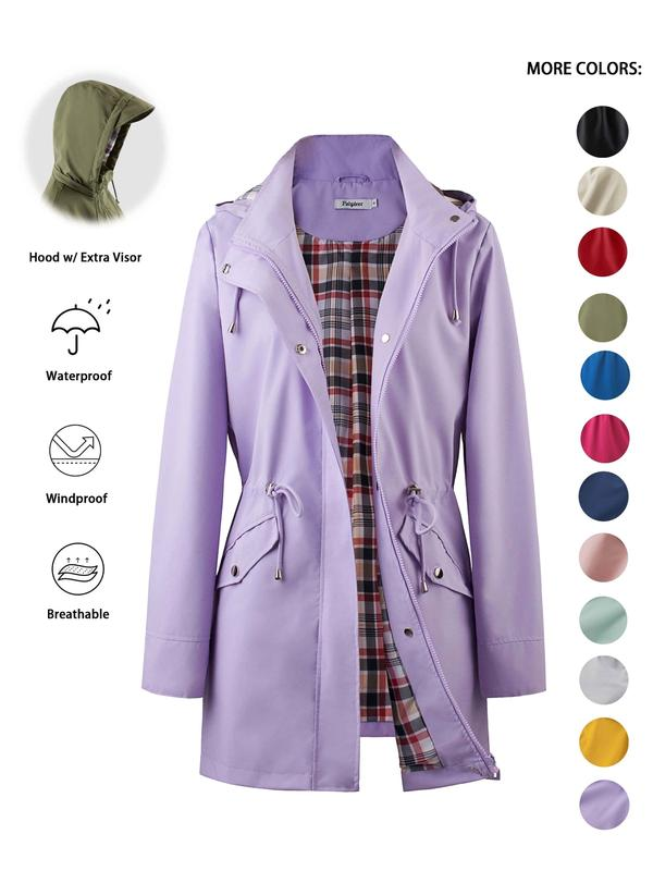 Imogen | Lightweight Rain Jacket – Water-Resistant, Cinched Waist, Detachable Hood