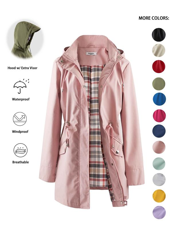 Imogen | Lightweight Rain Jacket – Water-Resistant, Cinched Waist, Detachable Hood