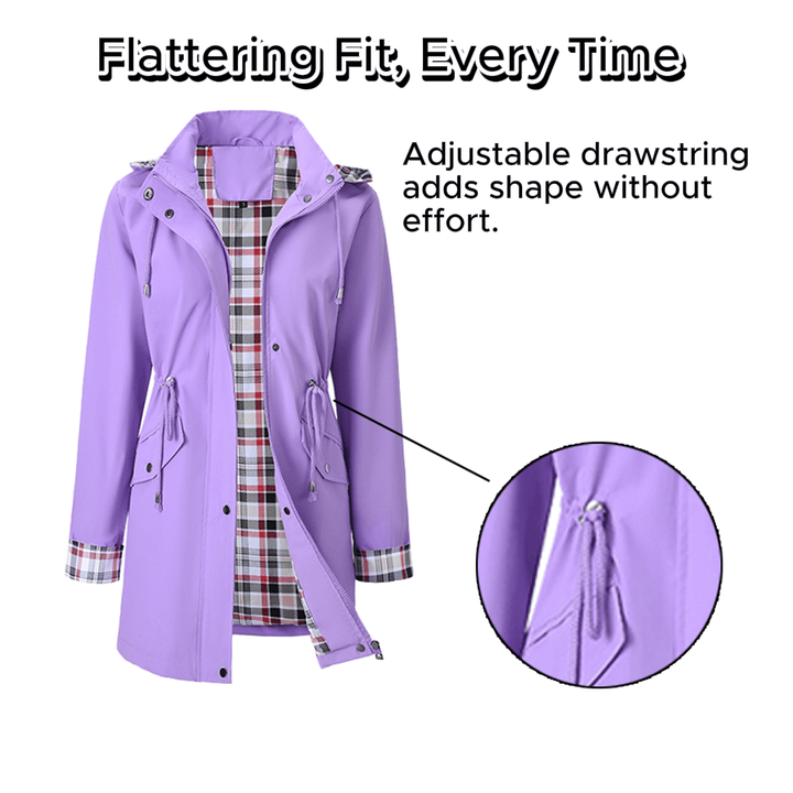 Imogen | Lightweight Rain Jacket – Water-Resistant, Cinched Waist, Detachable Hood