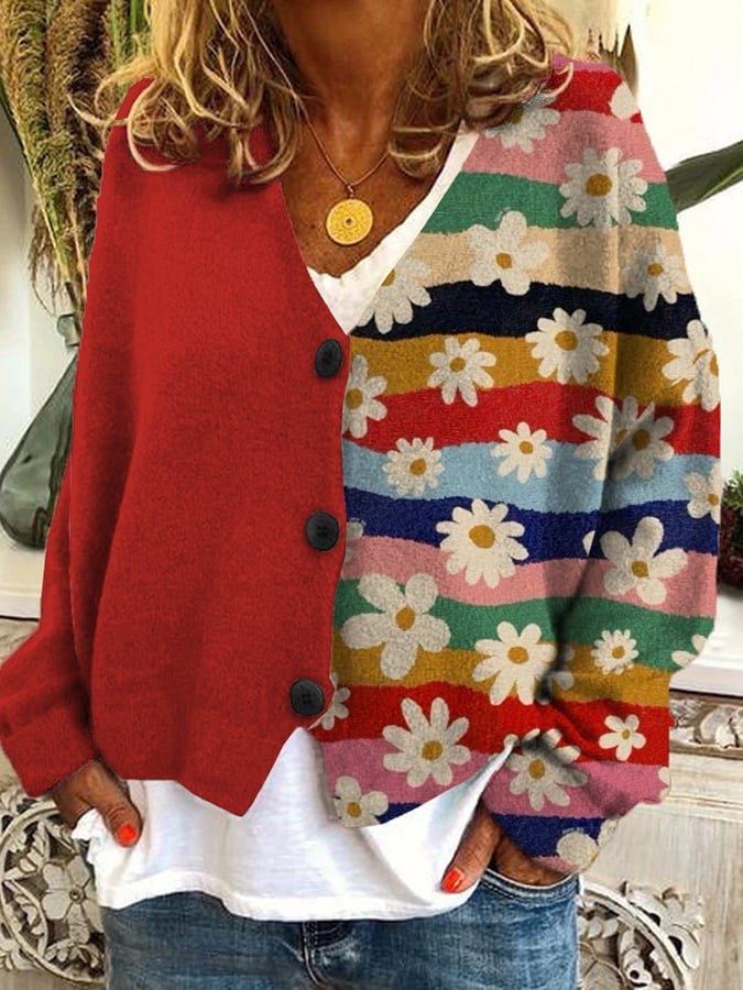 Bridget | Printed Button Cardigan