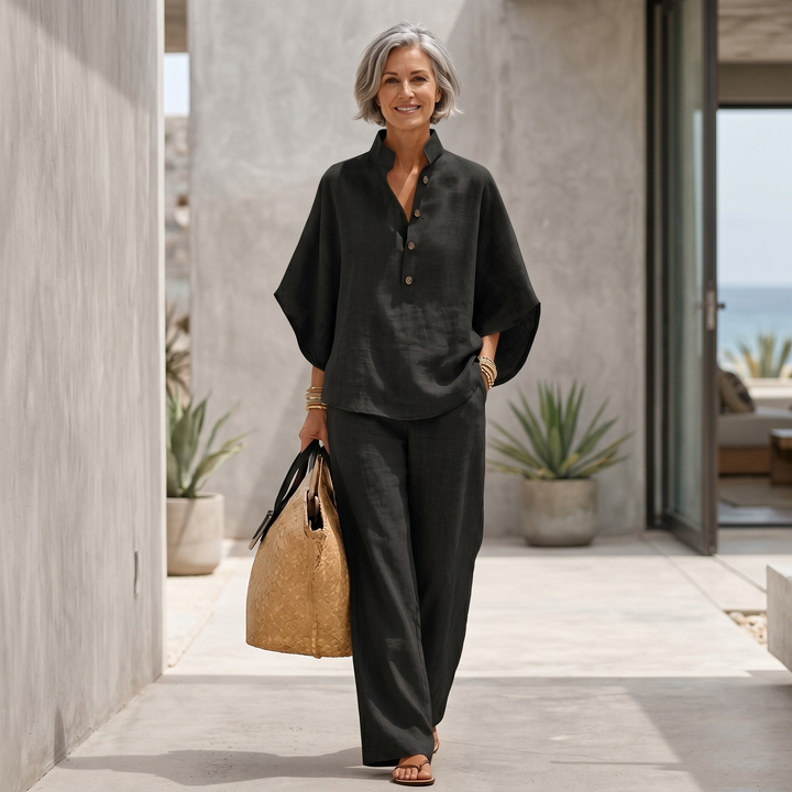 Avenira | Linen Batwing Sleeves Set