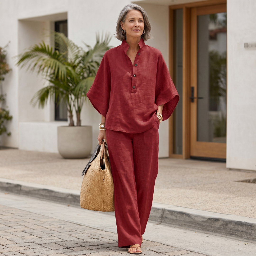 Avenira | Linen Batwing Sleeves Set