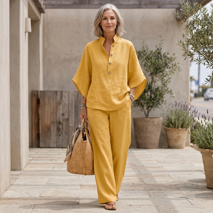 Avenira | Linen Batwing Sleeves Set