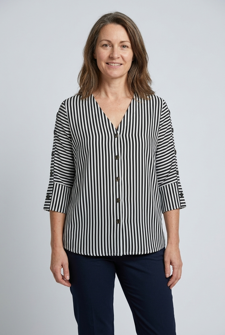 Harriet | Striped V-Neck Blouse