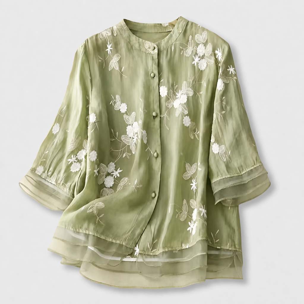 Emily | Soft Cotton Top with Embroidered Flowers – Relaxed, Breathable Fit