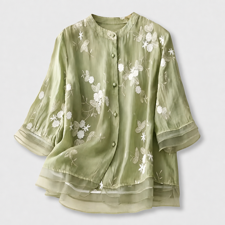 Emily | Soft Cotton Top with Embroidered Flowers – Relaxed, Breathable Fit