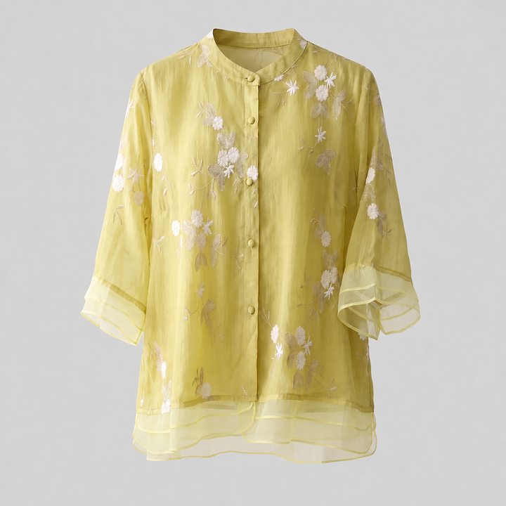 Emily | Soft Cotton Top with Embroidered Flowers – Relaxed, Breathable Fit