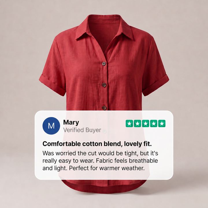 Zara | Classic Button-Front Blouse – Soft Cotton Blend, Easy Fit