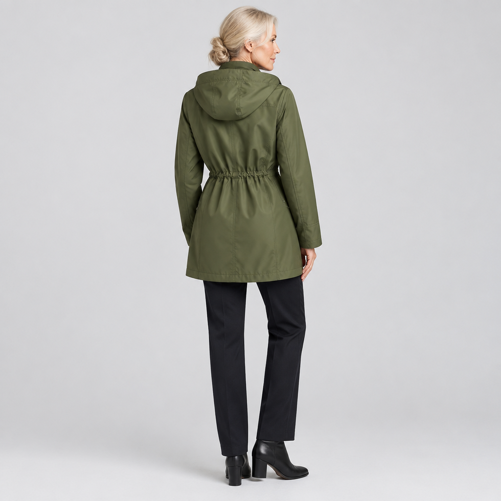 Imogen lightweight rain jacket, back view