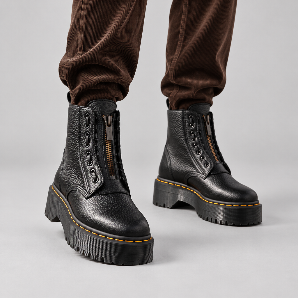 Woman wearing the Tilly non-slip chunky sole ankle boots