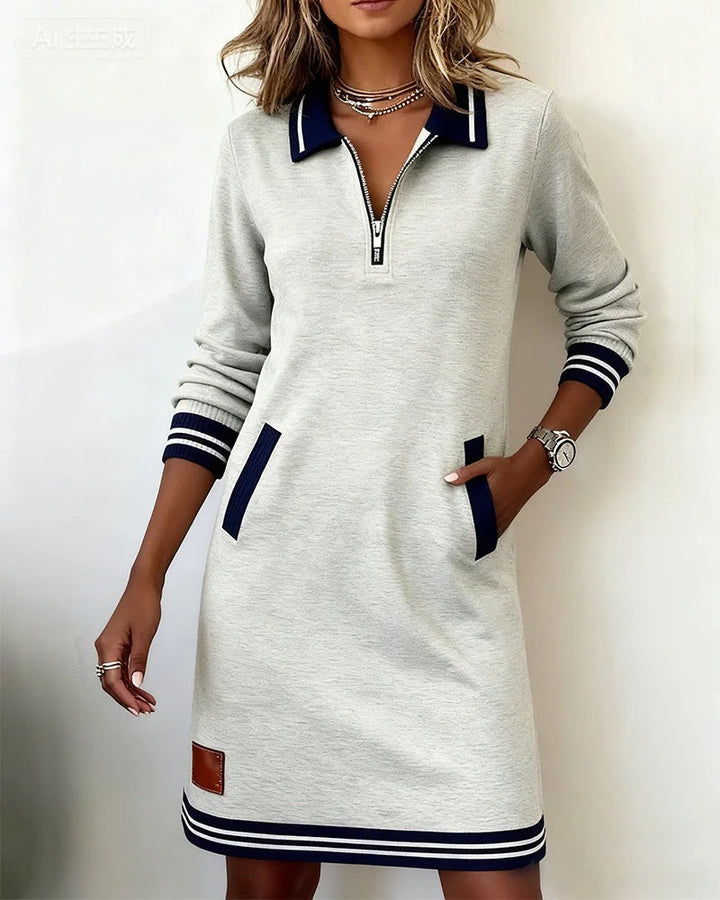 Delia | The Zip-Front Lapel Dress