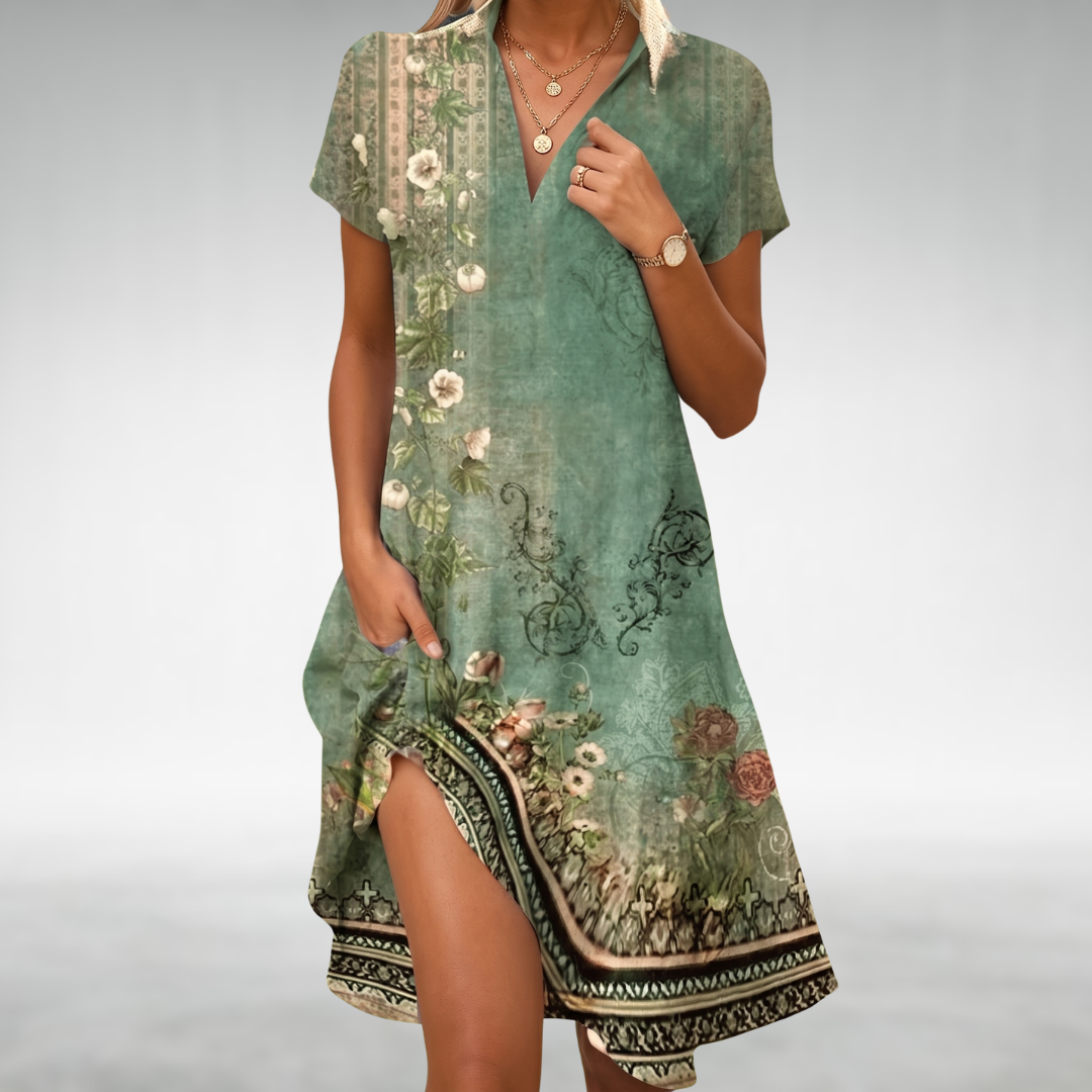 Moira | Lightweight Floral Midi Dress – Breathable, Relaxed Flowing Fit