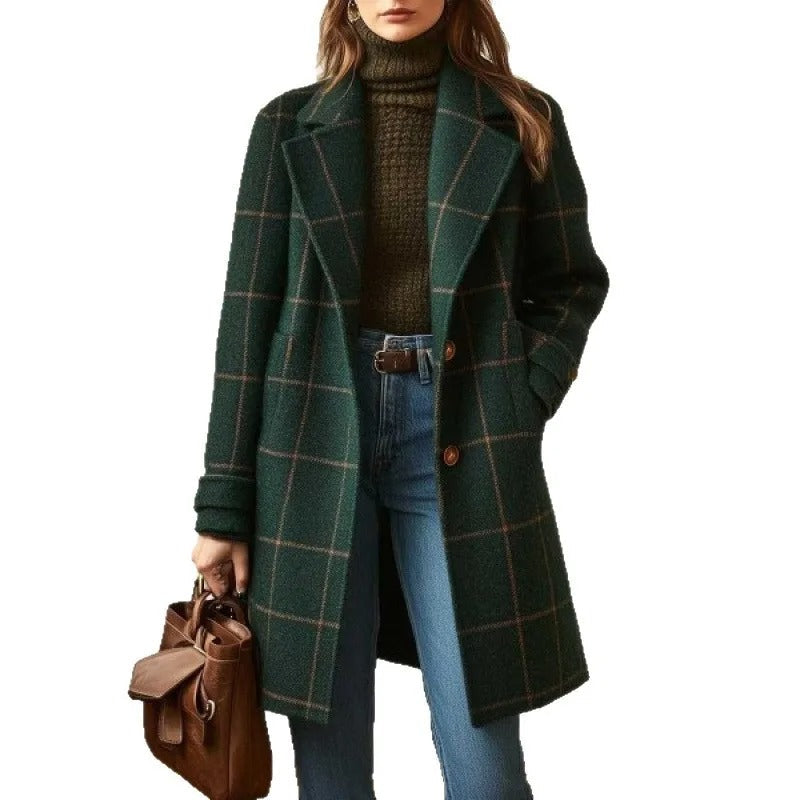 Eleanor | Tailored Notched-Lapel Coat – Fully Lined, Flattering Flared Hem, Button Front