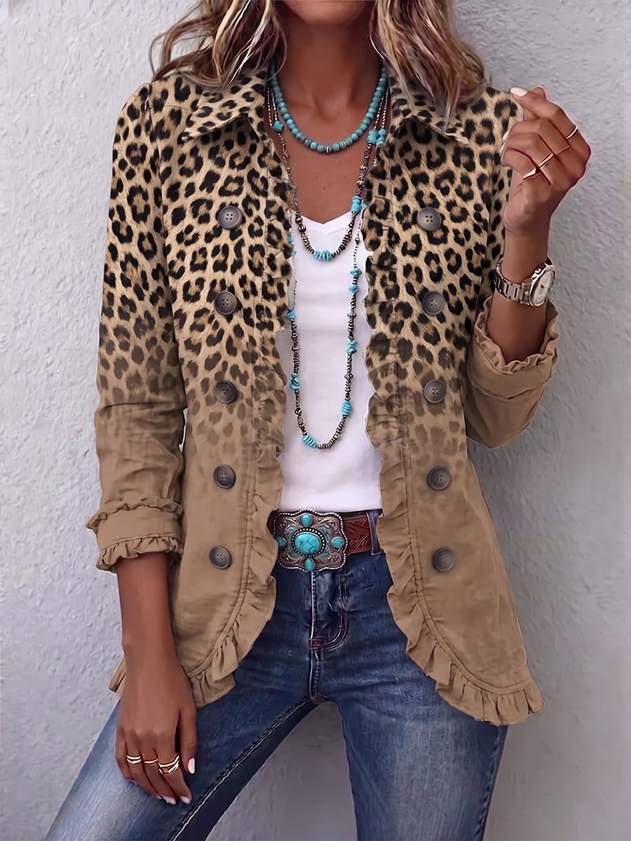 Angels | Ruffled Gradient Leopard Print Jacket