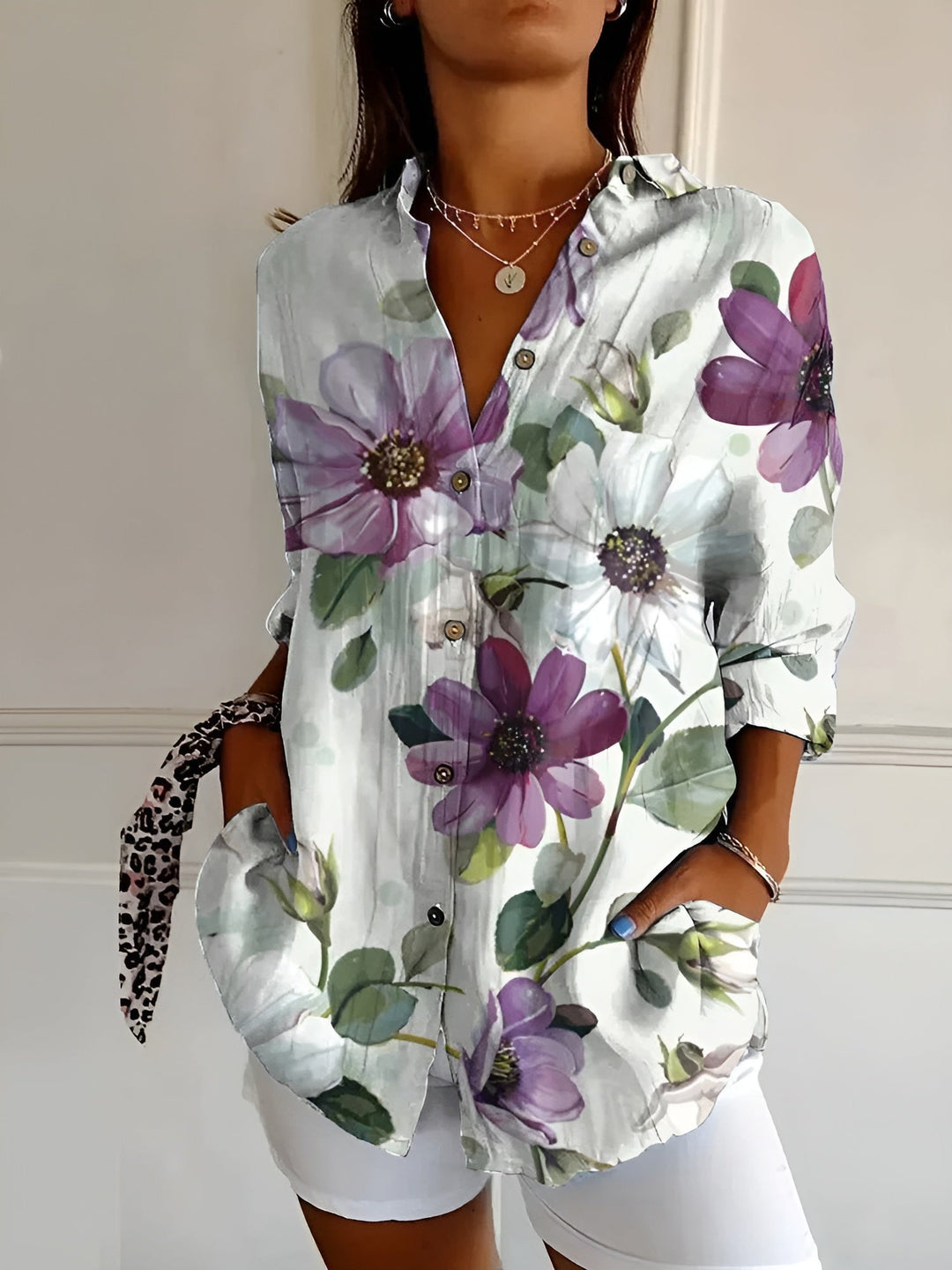 Women’s Blouse | Button-Front with Prints