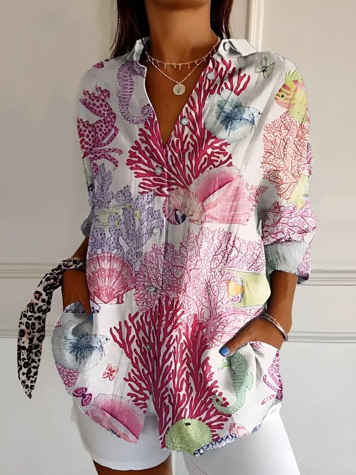 Women’s Blouse | Button-Front with Prints